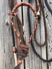 SUPERB 3/8″ RAWHIDE & KANGAROO Patchwork BOSALITO BY JIMMY FLORES OF CALIFORNIA