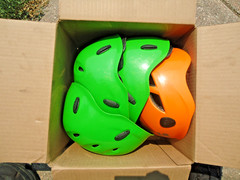 4 Climbing Helmets 1 Black Diamond Orange – 3 Green Rock Helmets Made in Italy
