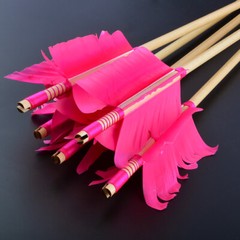 6/12PC 32″ Wooden Arrows 4″ Feathers Flu-Flu Traditional Longbow Archery Hunting