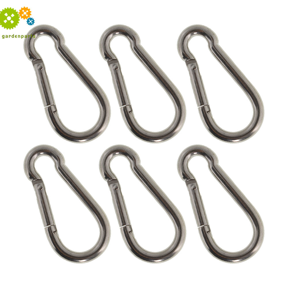 304 Stainless Steel Spring Snap Hook Carabiner Clip Set Of 6 264Lbs