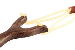 BASUNE Solid Wooden Slingshot with Classic Construction Hunting Deep Brown