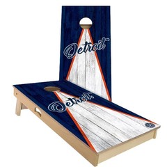 Detroit Baseball Cornhole Boards Skip’s Garage Poplar Wood UV Print Set