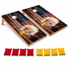 Patriotic Eagle Premium CORNHOLE BEANBAG TOSS GAME Set with Tossing Bags