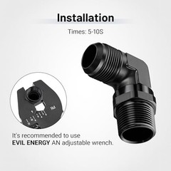 16AN Male Flare to 1″ NPT 90 Degree Swivel Fitting Adapter Aluminum Black