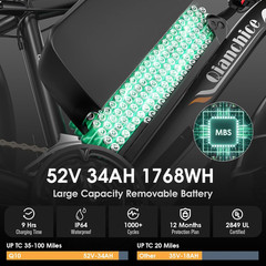 5000W Peak Electric Bicycle Dual Motor 52V 34AH 45mph 100Miles Fat Tire Commuter
