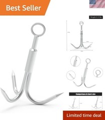 Grappling Hook with 3-Claw Stainless Steel,3 Claw Climbing Carabiner Hook for…