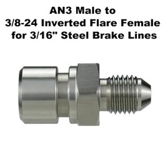 3AN Male to 3/8-24 Inverted Flare Female Adapter for 3/16″ 3AN to 3/8×24 – 1PC