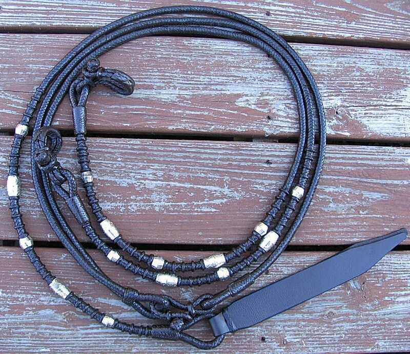 Romel Reins – Silver Ferrule Show Ring – Dark Oil – Hand Braided