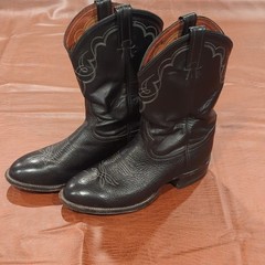 Tony Lama Western Cowboy Boots Black Leather CT456 Men’s Size 7.5D Discontinued