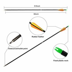 12Pcs 30“ Fiberglass Arrows Spine 500 OD 8mm Archery Plastic Feather F Shooting