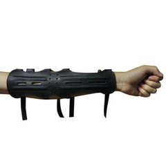 Black Archery Leather Arm Guard 4 Straps Forearm Protect Gear Hunting Arrow Bow