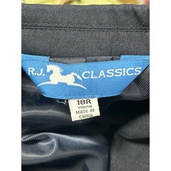 RJ Classics Youth 18R Navy Blue Equestrian Show Coat Hunt Jacket 3-Button – CJ