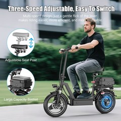 Electric Scooter Adults 25 MPH 43 Miles Range 14» 1500W E-Scooter with Seat