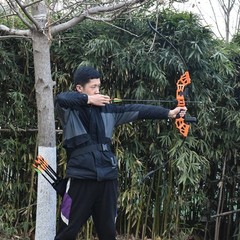 40 lb Recurve Bow 32＂ Draw Right Hand for Adults, Aluminum Alloy Riser,Orange