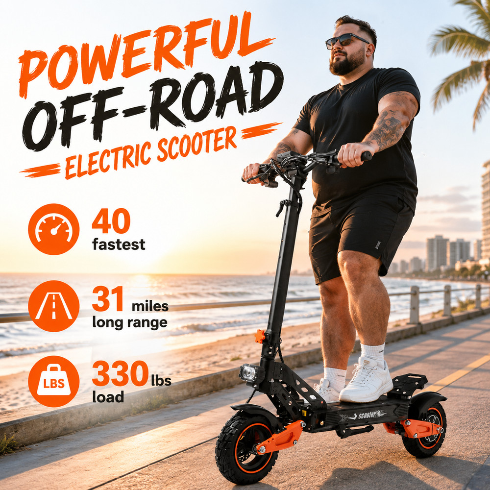 1600w adults electric scooter 40 mph 330lbs load full suspension big screen