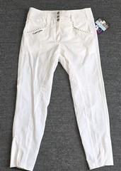 New EQUINE COUTURE White Nicole Full Silicone Printed Seat Breeches Womens 26