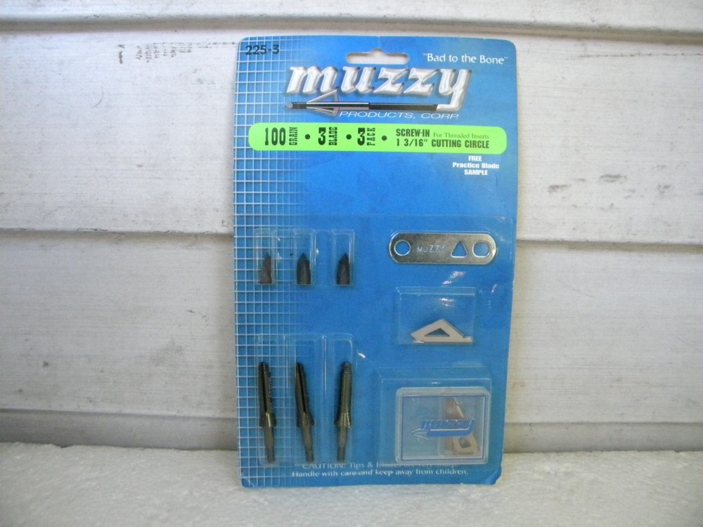 MUZZY Bad to the Bone Broadheads ….. 100 GRAIN 3 BLADE 3 PACK … new