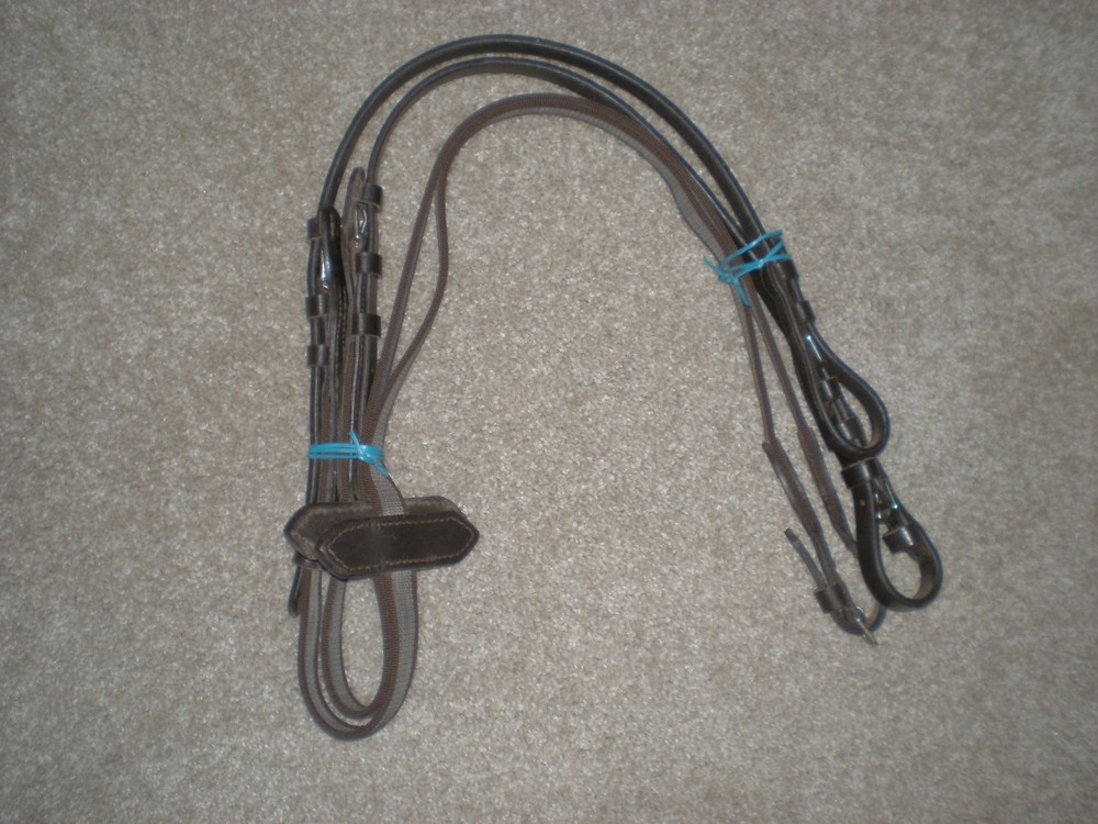 NEW Correct Connect Aaron Vale Woven Rubber Reins w/Hand Grips: Dark Brown