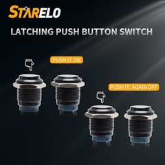5pcs 16mm Latching Push Button Switch Black Shell with pre 16mm Black Shell