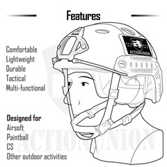 ACTIONUNION Airsoft Helmet Pro Set PJ Type Tactical One Size, Tan