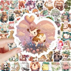 9Pcs Random Cute Animal Kawaii Cartoon Plant Flower Animal Waterproof Stickers