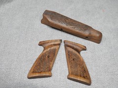CUSTOM WALNUT FOREARM & GRIPS FLORA FITS CROSMAN 1377 C, 1322 P PISTOL OIL FINIS