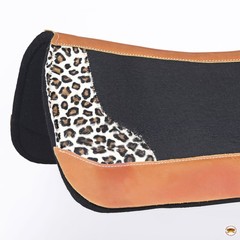 Hilason Western Wool Felt Gel Horse Saddle Pad With Cheetah Print Leather