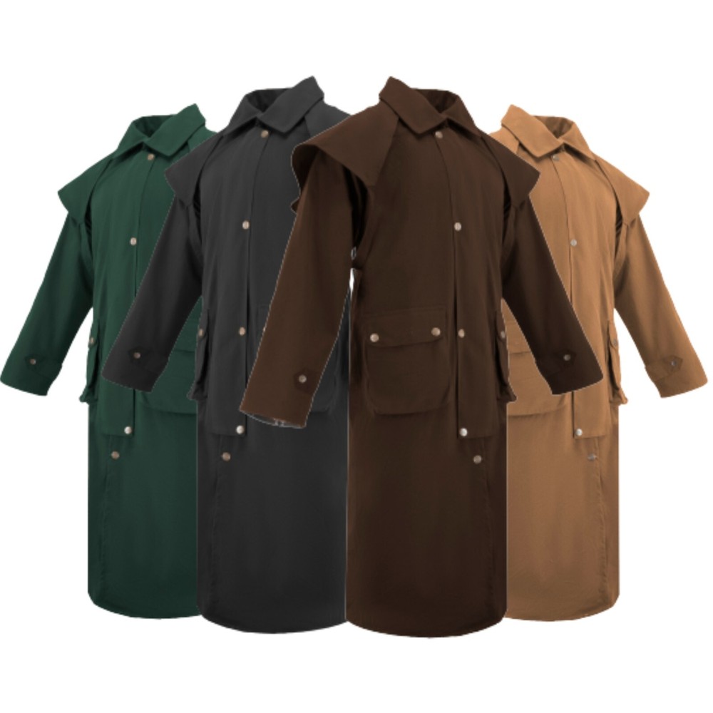 Premium Unisex Western Long Duster Oilskin Jacket Waterproof Coat Free Shipping