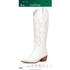 Amazon Women’s White Western Cowboy Boots, US Size 7, Western Style