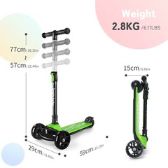 Besrey Kick Scooter 3 Wheel Scooter for 2-10 Years Girls and Boys,Green