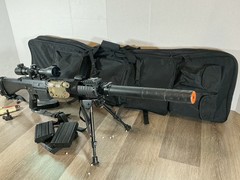 SR25-MK110 Airsoft AEG DMR, Several Accessories, Case Included