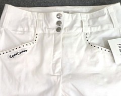 New EQUINE COUTURE White Nicole Full Silicone Printed Seat Breeches Womens 26