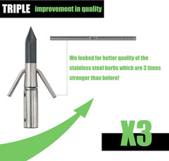 34Inch Bowfishing Arrows Solid Fiberglass Shaft with Broadhead for Compound Bow