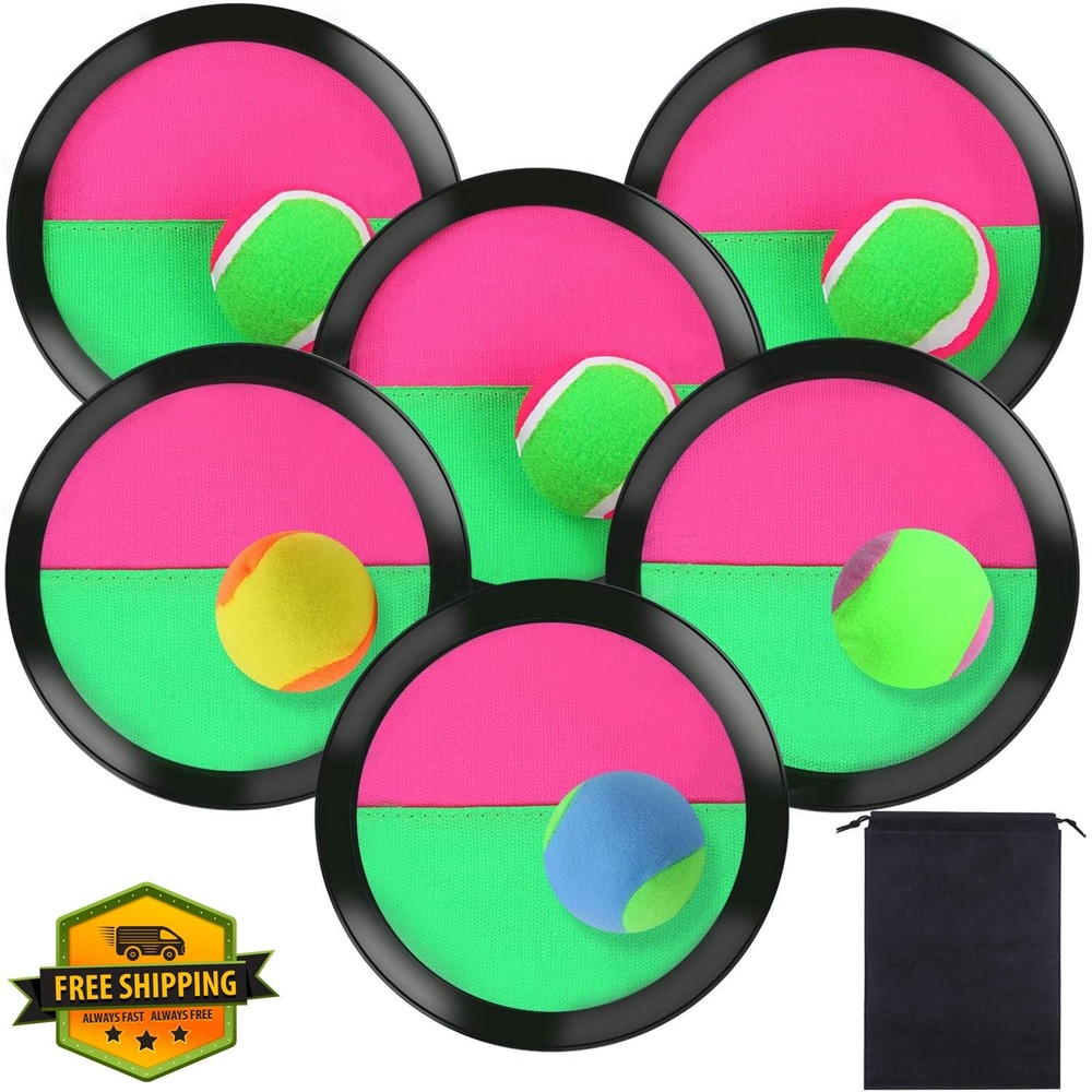 Toss and Catch Paddle Game Set 6 Paddles 6 Balls Storage Bag