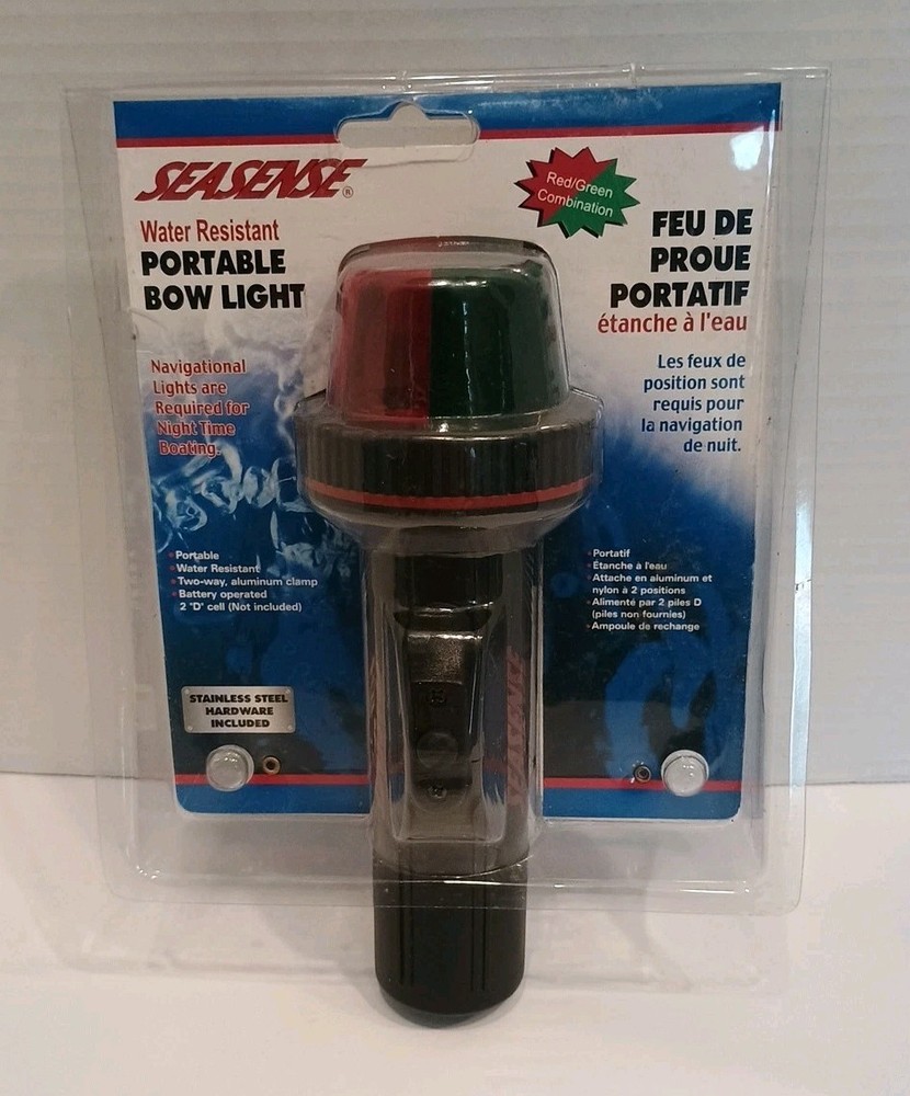 SEASENSE 50073860 WATERPROOF PORTABLE CLAMP-ON BOW LIGHT RED / GREEN – NEW