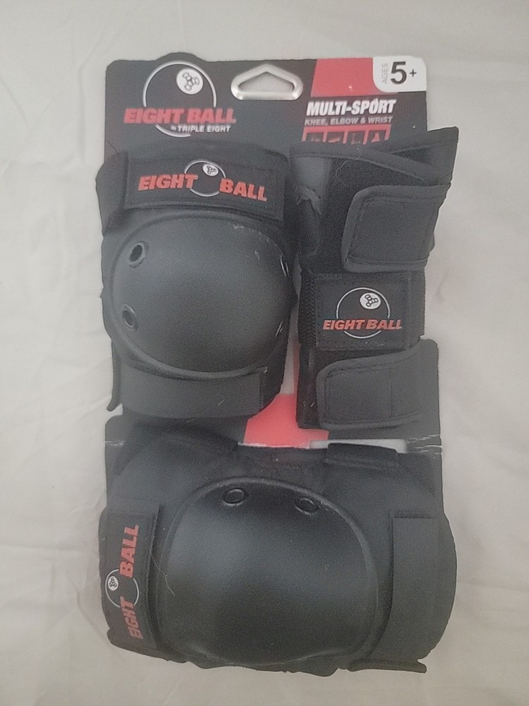 Eight Ball Kids Multi-Sport Black Wrist Knee Elbow Pads Protective Set 5+ New