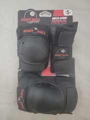 Eight Ball Kids Multi-Sport Black Wrist Knee Elbow Pads Protective Set 5+ New