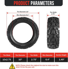 10X2.75-6.5 Tubeless Tire for Electric Scooters – Compatible with Various Models