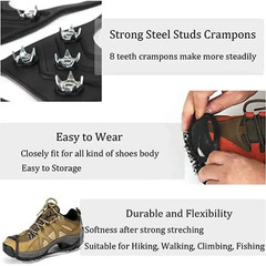 1 Pair 8-Teeth Ice Gripper Anti Slip Shoe Crampons Snow Cleats – NEW