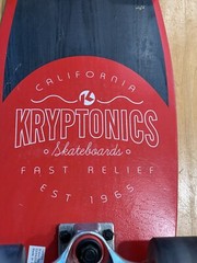 Kryptonics CALIFORNIA Skateboards Gray & Red EST 1965 FAST RELIEF 23 in. long