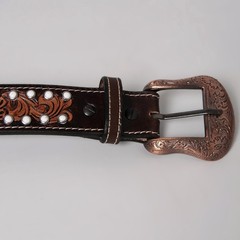 BE BAR H EQUINE Red Beaded White Crystal Floral Hand Carved Western Men And