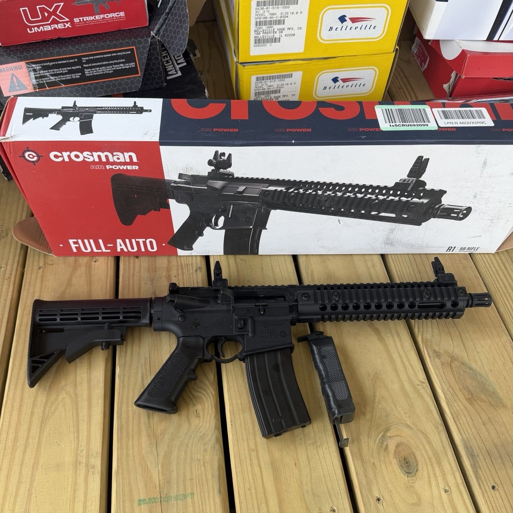 Crosman Full Auto R1 CO2-Powered BB Air Rifle, 25rd, 430FPS, Black – CFAR1B