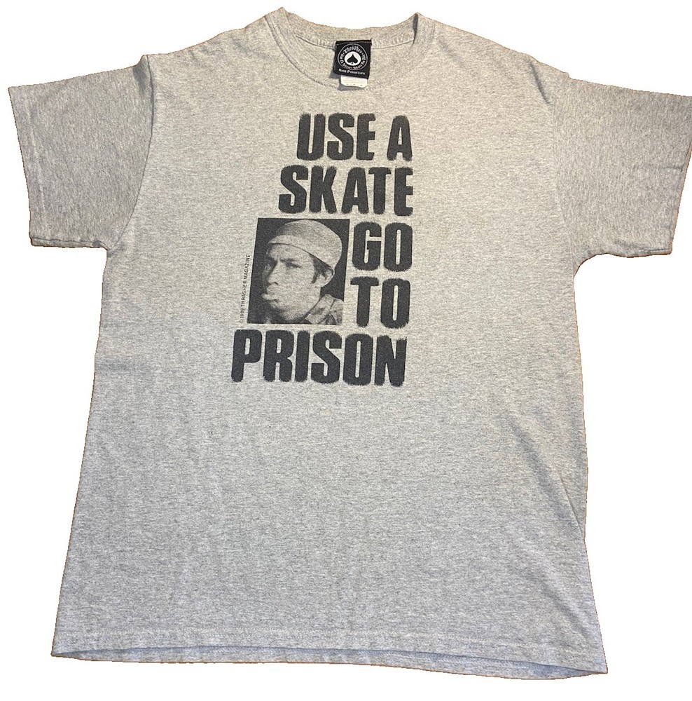 THRASHER t-shirt MARK GONZALEZ Use A Skate Go To Prison Jail Mens MEDIUM vtg