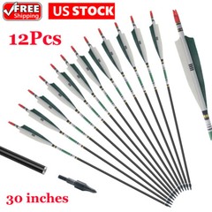 12Pcs 30 Carbon Arrows SP500 7.6mm Turkey Feather Archery F Compound&Recurve Bow