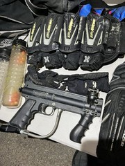 Tippmann Model 98 Custom Paintball Gun + Bag, Paint, Accessories, Pads Etc