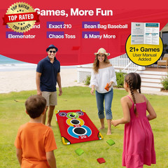 Cornhole Board with 21+ Games, 8 Bean Bags – Arcade Style Corn Hole Games for Ad