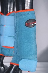 L M S Hilason Horse Front Leg Ultimate Sports Boots Pair Turquoise Orange