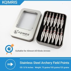 12pcs Archery Field Points 75/100/125 Grains Arrowheads Stainless Steel Field…