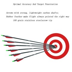 12PCS 28-inch Carbon Arrows SP500 Archery Hunting For Compound & Recurve Bow