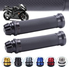 Custom Motorcycle Sport Bike CNC Aluminum 7/8″ 22mm Handlebar Rubber Gel Hand…